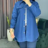 شومیز مانتویی جین لی کاغذی بغل زیپ دارو سنگشور شده