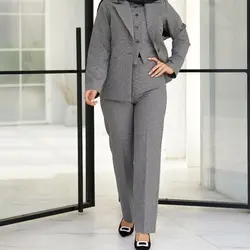 ست سه تیکه کت شلوار جلیقه کرپ دیپلمات سایز 38 تا 46