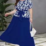 ست بلوز دامن مجلسی همراه کمربند سایز بزرگ