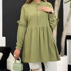 مانتوعروسکی رونیکاباجنس کیفیت عاالی آستین مچ دکمه خوردکمه جلوکاربردی مناسب شیردهی جنس سوپرکراش گرم بالا باسایزهای بزرگ