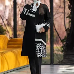 مانتو بلند کتان لمه خرجکار هندی سایز 38 تا 52