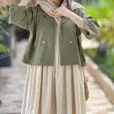 ست دو تیکه کت سارافون لنین نچرال درجه یک فری سایز تا 46