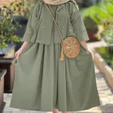 ست دو تیکه کت سارافون لنین نچرال درجه یک فری سایز تا 46