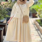 ست دو تیکه کت سارافون لنین نچرال درجه یک فری سایز تا 46