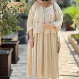 ست دو تیکه کت سارافون لنین نچرال درجه یک فری سایز تا 46