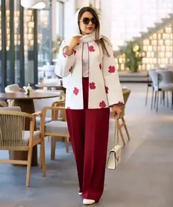 کت شلوار زنانه مجلسی طرح دار شیک و قیمت مناسب ویژه عید ۱۴۰۴
