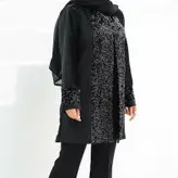 مانتو مجلسی مخمل و پولک دوزی قد 85 سایز 38 تا 46