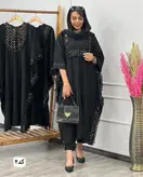 کفتان پیراهنی بلند مشکی پولک دوزی فری سایز تا ۴۸