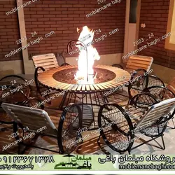 میز و صندلی کالسکه ایی مدل گلبرگ آتشدان دار قیمت بروز 403