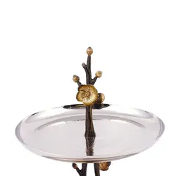 دیس دو طبقه مارینا سایز بزرگ (لبه دار) طلایی مشکی - ظرف نقره ای