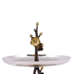 دیس دو طبقه مارینا سایز بزرگ (لبه دار) طلایی مشکی - ظرف نقره ای