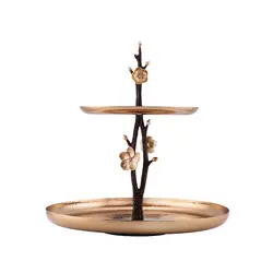 دیس دو طبقه مارینا سایز بزرگ (لبه دار) قهوه ای طلایی - ظرف طلایی