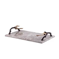 سینی سنگی بلوط 33x20 شاخه قهوه ای - سنگ خاکستری