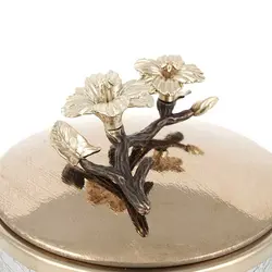 بانکه شیشه ای دردار کوچک لیلیان+گل طلایی - شیشه شامپاینی - در طلایی