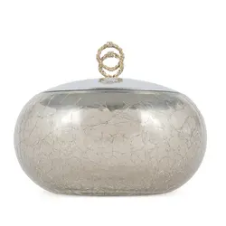ظرف شیشه ای C3 دردار لبه دار النا+شیشه شامپاینی (بدون رنگ داخل) - در نقره ای