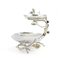 دیس دو طبقه بلوط بزرگ A4-A3 نقره ای - ظرف نقره ای