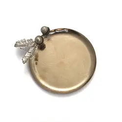 پیش دستی بلوط 16 سانت+شاخه نقره ای - ظرف طلایی طرحدار