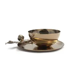 پیش دستی بلوط 16 سانت + پیاله  نقره ای - ظرف طلایی