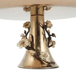 شیرینی خوری فلزی لیلیان 20 سانت+گل قهوه ای طلایی - ظرف طلایی طرحدار