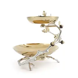 دیس دو طبقه بلوط بزرگ A4-A3 نقره ای - ظرف طلایی