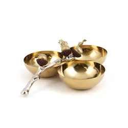 نقل خوری سه تایی بلوط (کوچک) نقره ای - ظرف طلایی