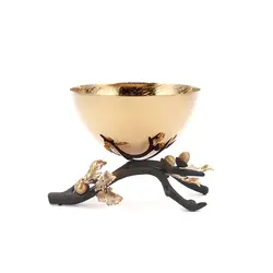 شاخه بلوط ظرف فلزی B3 قهوه ای - ظرف طلایی