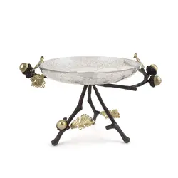 شیرینی خوری شیشه ای بلوط 20 سانت قهوه‌ای