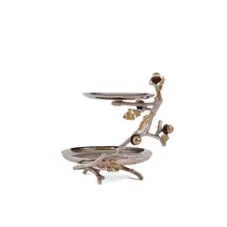 دیس دو طبقه بلوط متوسط (لبه دار) نقره ای - ظرف نقره ای