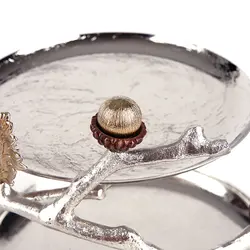 دیس دو طبقه بلوط متوسط (لبه دار) نقره ای - ظرف نقره ای