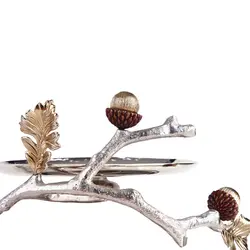 دیس دو طبقه بلوط متوسط (لبه دار) نقره ای - ظرف نقره ای