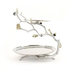 دیس دو طبقه بلوط متوسط (لبه دار) نقره ای - ظرف نقره ای