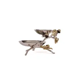 دیس دو طبقه بلوط کوچک نقره ای - ظرف نقره ای