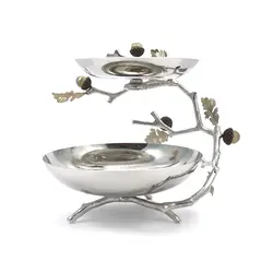 دیس دو طبقه بلوط کوچک نقره ای - ظرف نقره ای