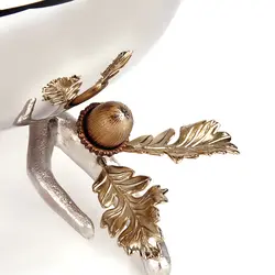 شاخه بلوط ظرف فلزی C3 نقره ای - ظرف نقره ای