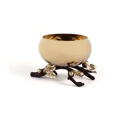 شاخه بلوط ظرف فلزی C3 قهوه ای - ظرف طلایی