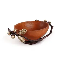 شاخه بلوط ظرف بیضی چوبی (کوچک)