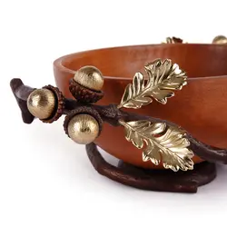 شاخه بلوط ظرف بیضی چوبی (کوچک)