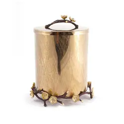 سطل زباله مارینا بزرگ دردار قهوه ای طلایی - ظرف طلایی