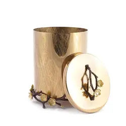 سطل زباله مارینا بزرگ دردار قهوه ای طلایی - ظرف طلایی