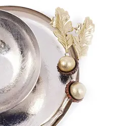 پیش دستی بلوط 16 سانت + پیاله نقره ای - ظرف نقره ای