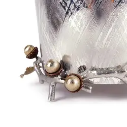 سطل زباله بلوط مخروطی بدون در نقره ای - ظرف نقره ای