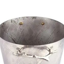 سطل زباله بلوط مخروطی بدون در نقره ای - ظرف نقره ای