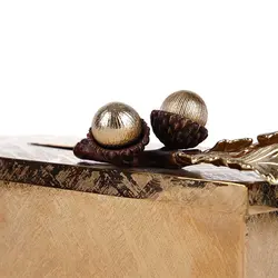 جای دستمال کاغذی بلوط قهوه ای - ظرف طلایی