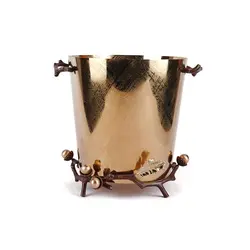 سطل زباله بلوط مخروطی بدون در قهوه ای - ظرف طلایی