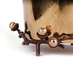 سطل زباله بلوط مخروطی بدون در قهوه ای - ظرف طلایی