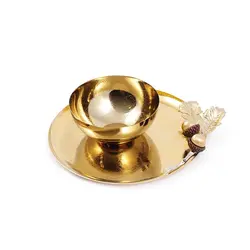 پیش دستی بلوط20 سانت + پیاله قهوه ای - ظرف طلایی