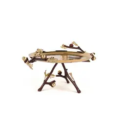 شیرینی خوری بلوط 30 سانت قهوه ای - ظرف طلایی