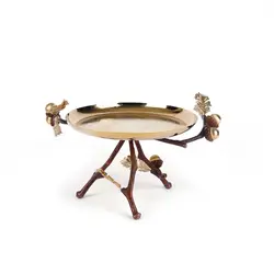 شیرینی خوری بلوط 20 سانت قهوه ای - ظرف طلایی