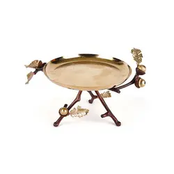 شیرینی خوری بلوط 20 سانت قهوه ای - ظرف طلایی