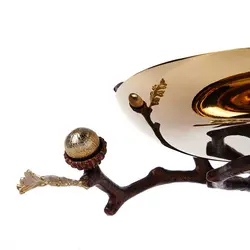 دیس دو طبقه بلوط متوسط قهوه ای - ظرف طلایی